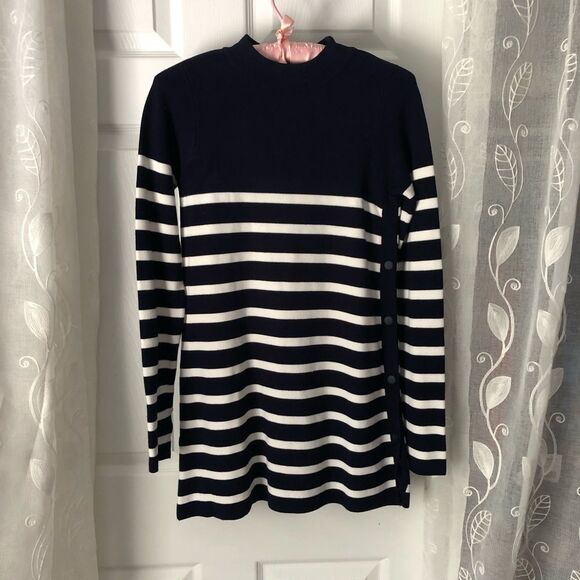 Zara knit sweater striped top side buttons tunic, size small - Picture 1 of 9